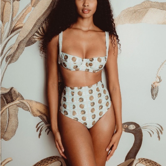 NWT Carolina K x Free People Seafoam Green Shell Print Carmel Bikini Set, Small - Picture 2 of 4